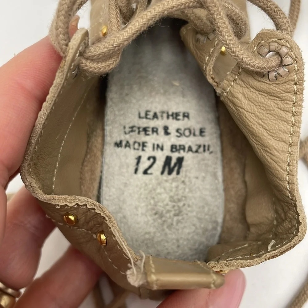 Ballet shoes Tan Leather Shoes with Gold Studs
